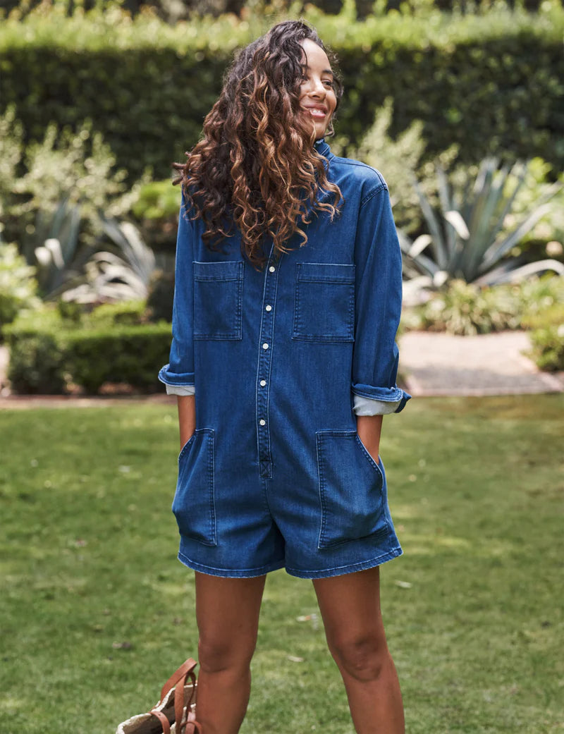 Frank Eileen Ireland Long Sleeve Playsuit Italian Dream Denim 1977 Wash