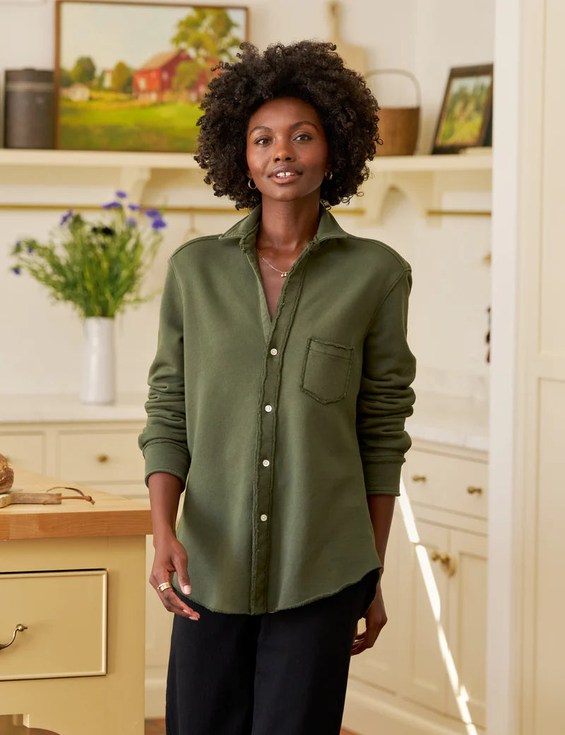 Frank & Eileen | Eileen Sweatshirt Button-Up Caper Green