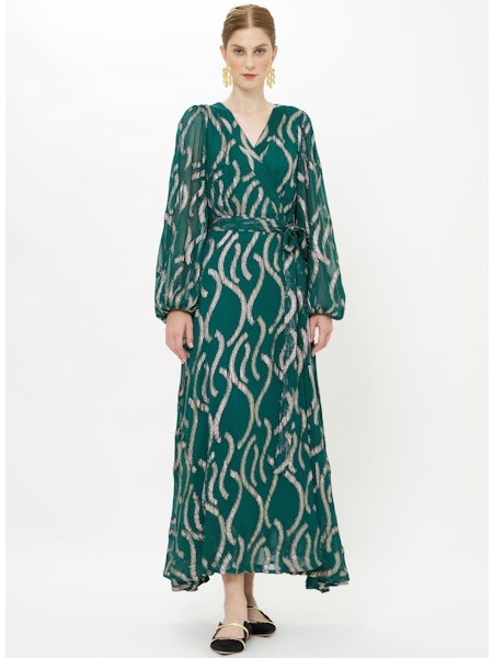 FINAL SALE Oliphant Wrap Dress | Borealis Jade S FINAL SALE Oliphant Wrap Dress | Borealis Jade S