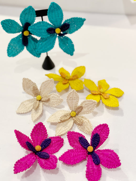Flower Raffia Earrings
