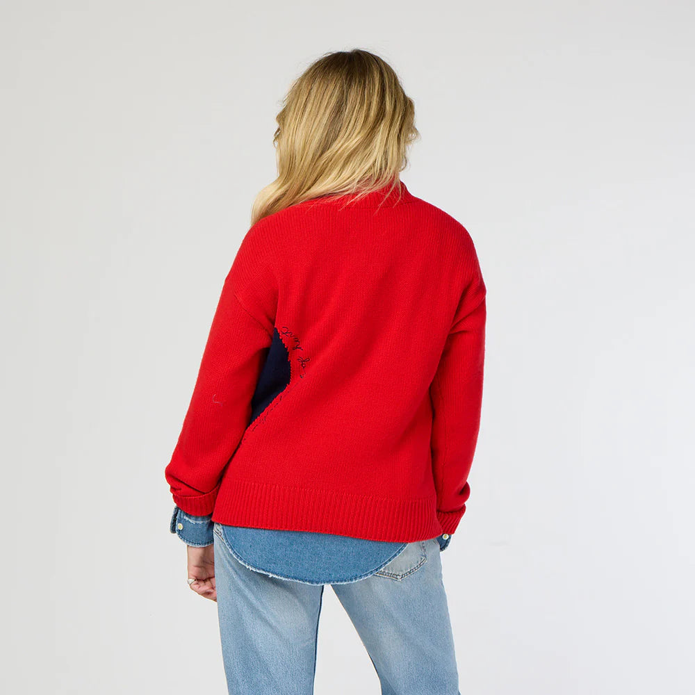 Kerri Rosenthal Lucy Imperfect Heart Sweater | Cherri Red