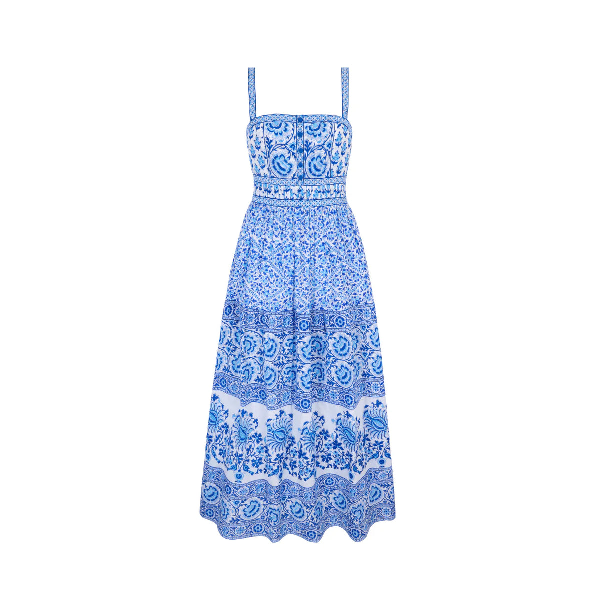 pink city prints blue dress Pink City Prints Margarita Dress Blue / S