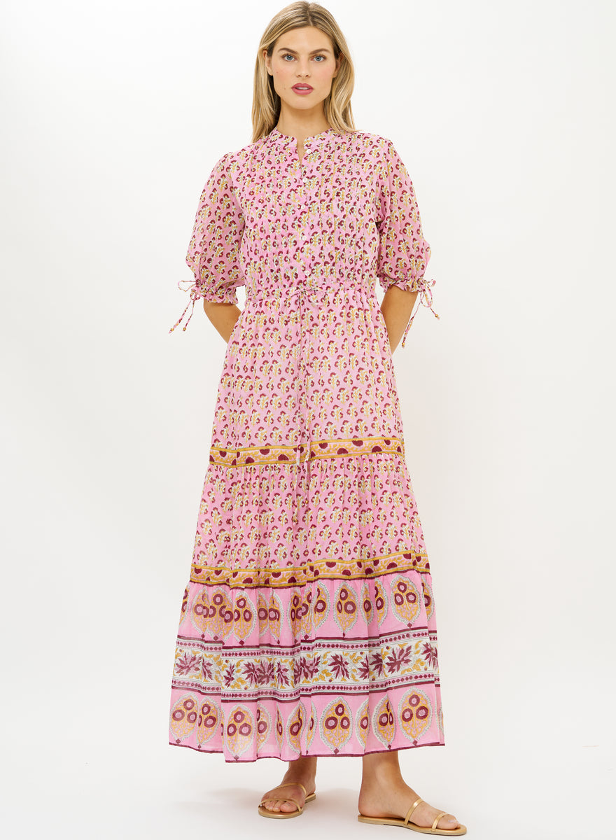 FINAL SALE Oliphant Cinched Pintuck Maxi | Riad Rhubarb – Cat