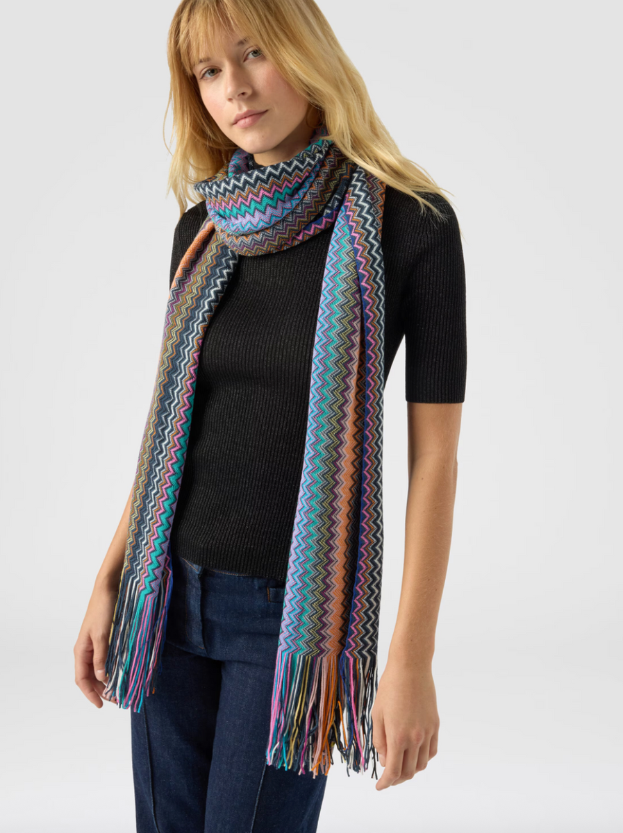 FINAL SALE Missoni Scarf With Zigzag Pattern & Fringes FINAL SALE Missoni Scarf With Zigzag Pattern & Fringes