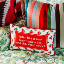 Load image into Gallery viewer, Making A List Checking It Twice Christmas Needlepoint Pillow