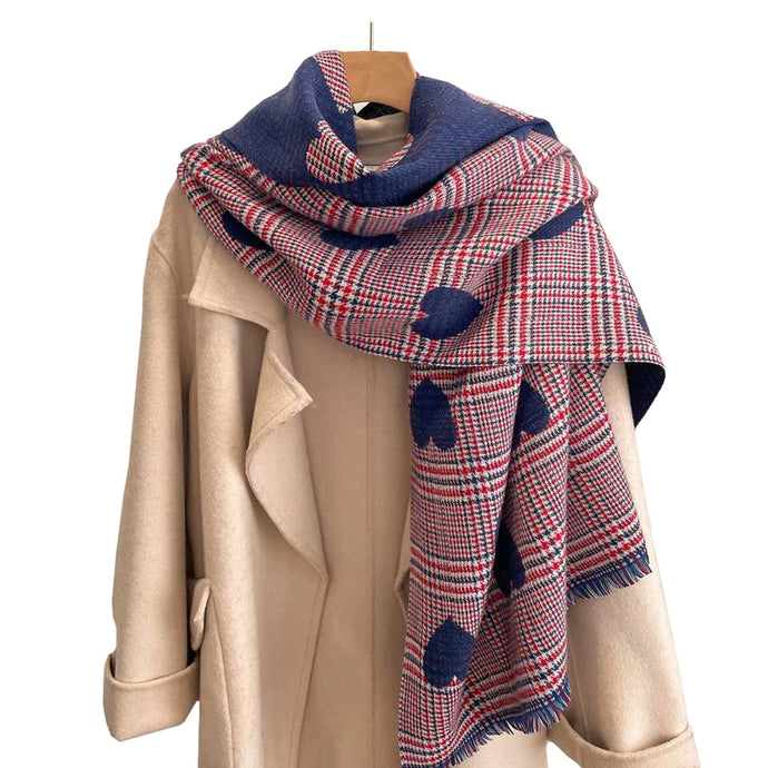 Houndstooth Heart Wrap Scarf