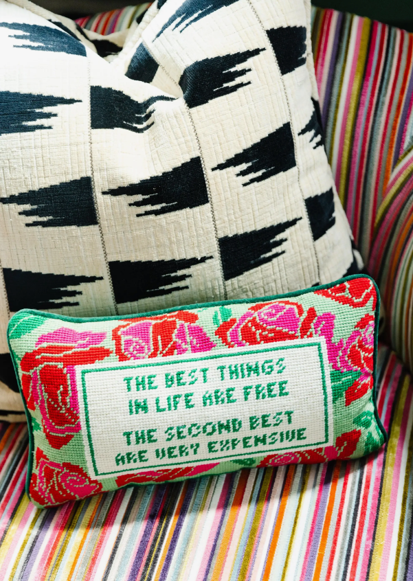 Expensive Needlepoint Pillow Cat & Kate Boutique