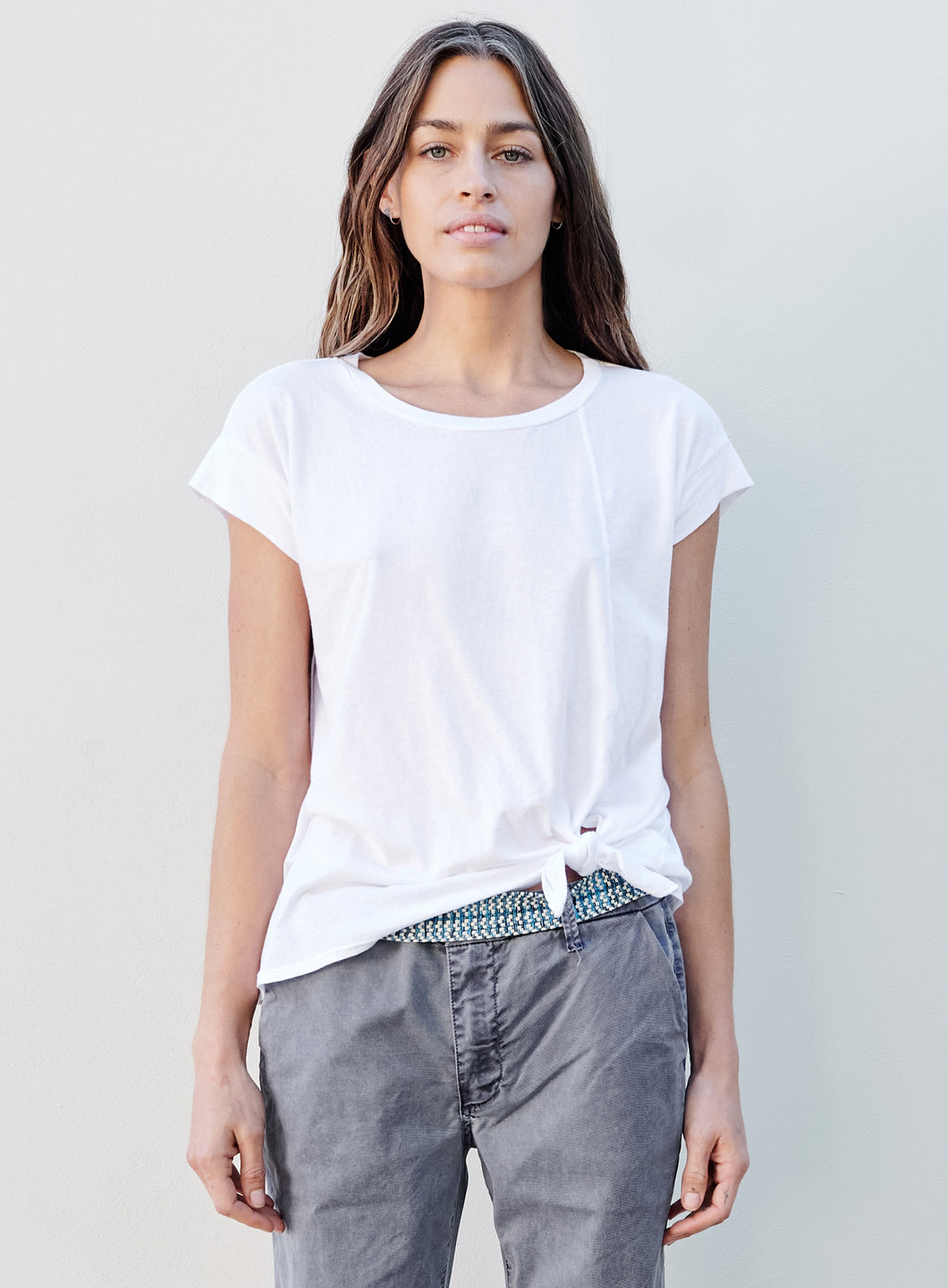 Sundry Side Twist White Tee