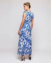 Load image into Gallery viewer, Mirto Blue Ornamental Print Long Dress