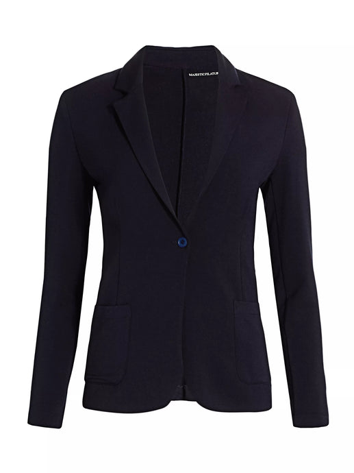 Majestic Filatures Soft Touch One Button Blazer | Marine Navy