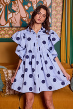 Load image into Gallery viewer, Charlotte Polka Dot Mini Dress | Navy