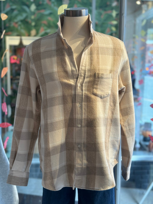 Frank & Eileen | Eileen Relaxed Button Down Large Cream & Camel Plaid Flannel