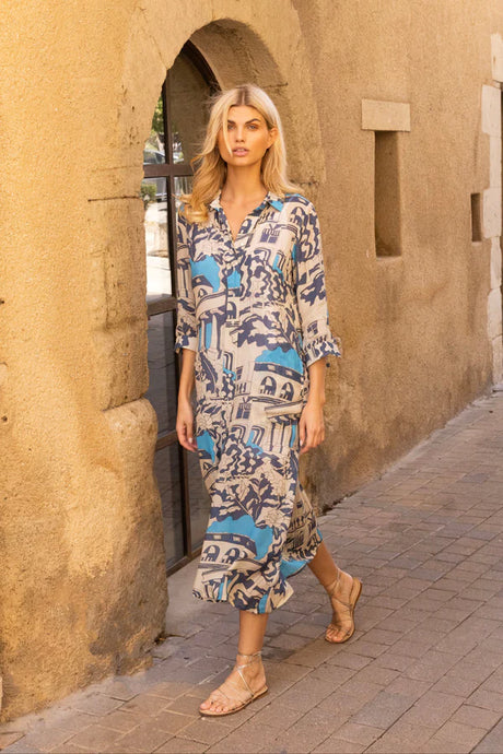 Oliphant Midi Shirt Dress | Roma Blue
