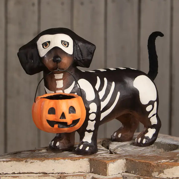 Dachshund Skeleton Paper Mache | Halloween Decor