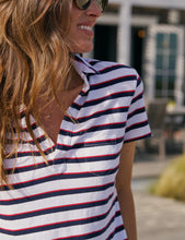 Load image into Gallery viewer, Frank &amp; Eileen Charlotte Perfect Polo | White, Red, &amp; Navy Stripe
