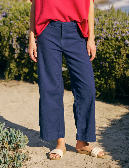 Frank & Eileen Wexford Wide Leg Linen Pant | Summer Navy