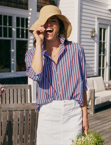 Frank & Eileen | Eileen Relaxed Button-Up Blue & Navy Red Stripe