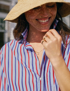 Frank & Eileen | Eileen Relaxed Button-Up Blue & Navy Red Stripe