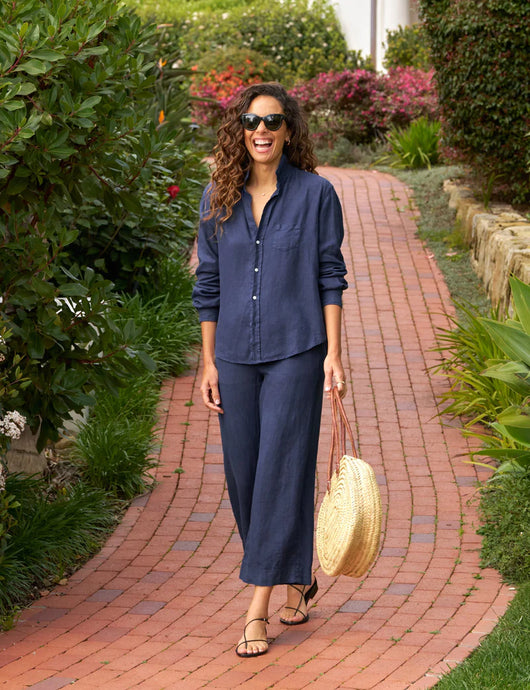 Frank & Eileen Eileen Relaxed Button-Up Shirt Washed Linen | Navy