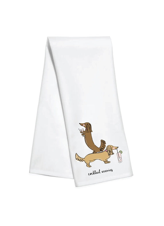 Cocktail Weenies Dachshund Tea Towel