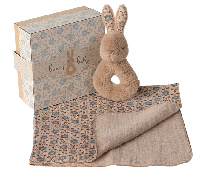 Maileg Rabbit Rattle Set~Cream Peach
