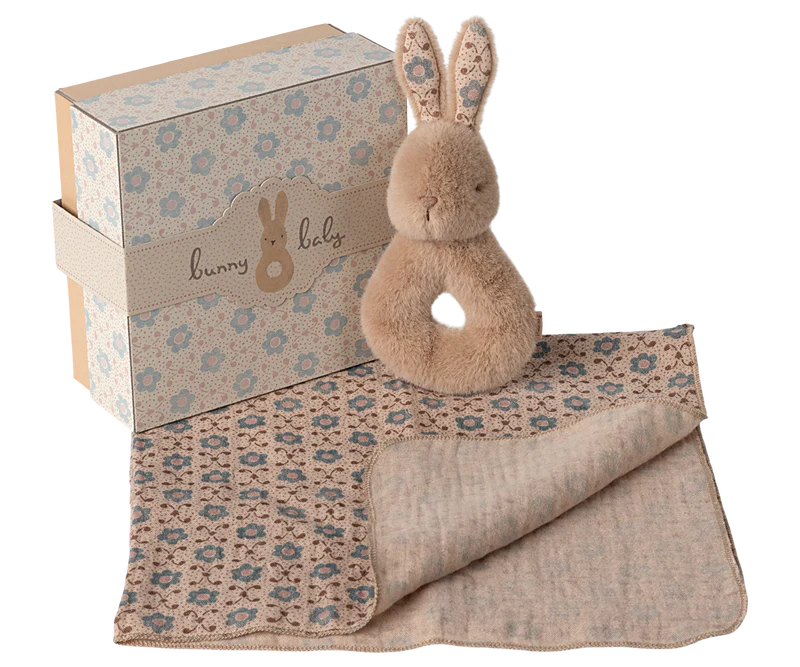 Maileg Rabbit Rattle Set~Cream Peach