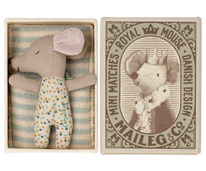 Maileg Sleepy Wakey Baby, Blue Mouse