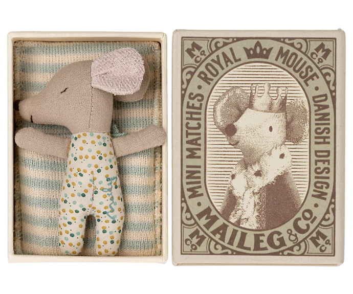 Maileg Sleepy Wakey Baby, Blue Mouse
