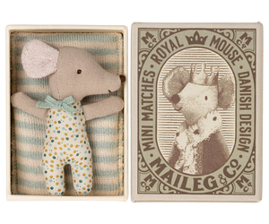 Maileg Sleepy Wakey Baby, Blue Mouse