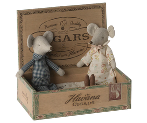 Maileg Grandma & Grandpa Mice in Cigarbox