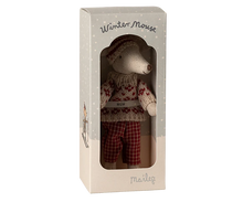 Load image into Gallery viewer, Maileg Winter Mouse With Ski Set | Mum Red