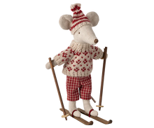 Load image into Gallery viewer, Maileg Winter Mouse With Ski Set | Mum Red