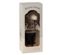 Load image into Gallery viewer, Maileg Winter Mouse With Ski Set | Dad Blue