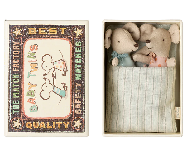 Maileg Twins Baby Mice in Matchbox