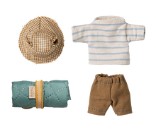 Load image into Gallery viewer, Set of miniature clothing items including a hat, sweater, pants, and blanket on a white background