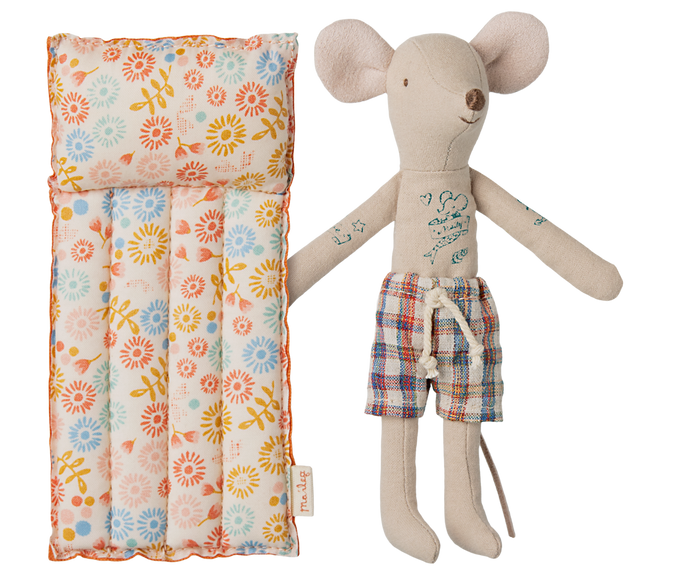 Maileg Tattoo Beach Mouse Dad with air mattress