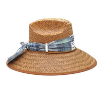 Load image into Gallery viewer, Glampwear Blue Madras Plaid Straw Hat