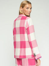 Load image into Gallery viewer, Vilagallo Pink Gingham Check Jacket With Navy Trim