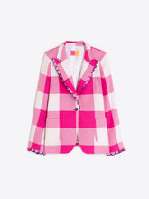 Load image into Gallery viewer, Vilagallo Pink Gingham Check Jacket With Navy Trim