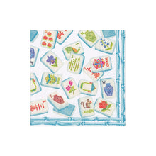 Load image into Gallery viewer, Caspari Mahjong Cocktail Napkins | Blue &amp; Green