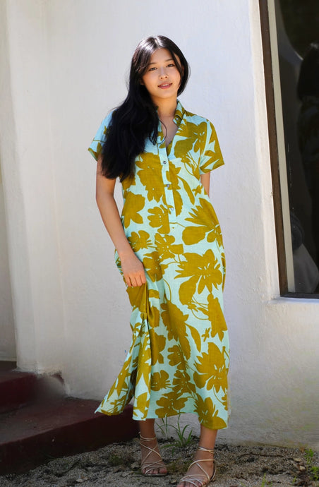 Olivia Turquoise Shirt Dress | Olive