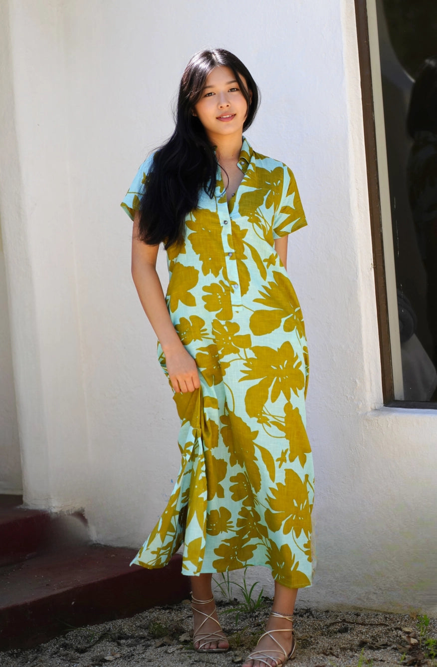 Olivia Turquoise Shirt Dress | Olive