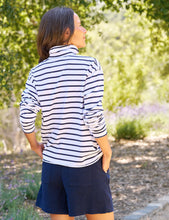 Load image into Gallery viewer, Frank &amp; Eileen Patrick Popover Henley Tee | Wide Navy French Stripe