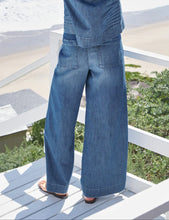 Load image into Gallery viewer, Frank &amp; Eileen Madeline Patch Pocket Pull On Pant | Famous Denim Distressed Indigo Wash