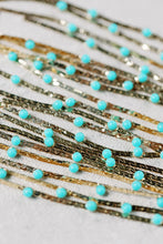 Load image into Gallery viewer, Turquoise Dot &amp; Liquid Gold Duster Statement Earrings