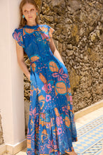 Load image into Gallery viewer, Oliphant Mock Neck Flutter Sleeve Maxi | Antico Blue