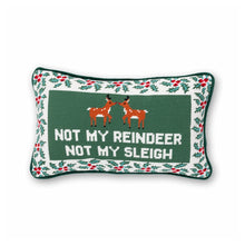 Load image into Gallery viewer, Furbish Studio Not My Sleigh Not My Reindeer Christmas Needlepoint Pillow