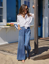 Load image into Gallery viewer, Frank &amp; Eileen Madeline Patch Pocket Pull On Pant | Famous Denim Distressed Indigo Wash