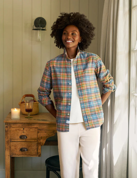 Frank & Eileen | Eileen Relaxed Button-Up Shirt Shirt Orange, Green, Blue Plaid Flannel