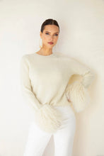 Load image into Gallery viewer, Lisa Maree Sunrise Removable Wool Cuff Cashmere Sweater | Cream